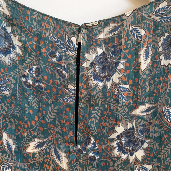 Lulu’s Floral Metallic Balloon Sleeve Shift Dress - Picture 5 of 8